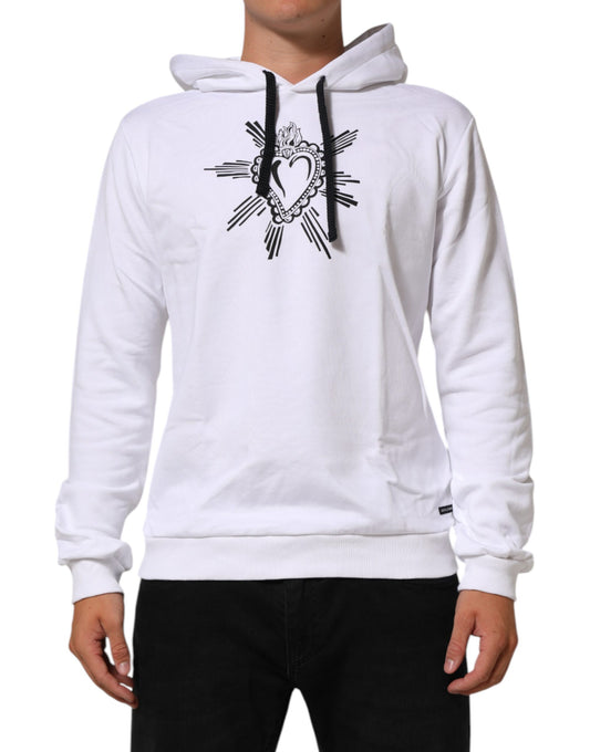 White Sacred Heart Hooded Sweatshirt Sweater