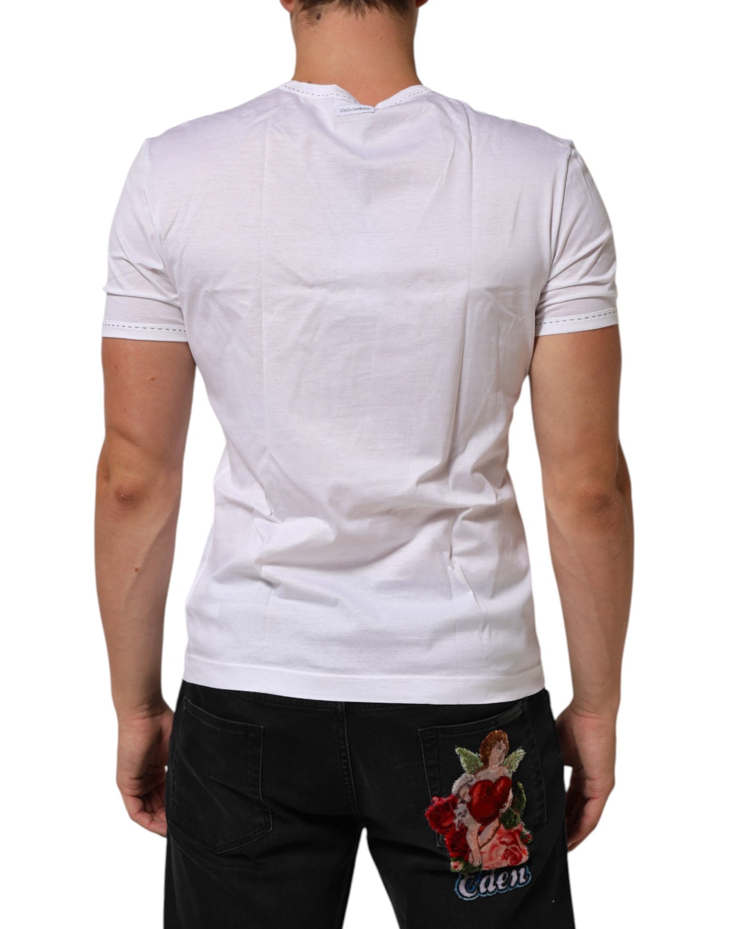 White Cotton Crew Neck Underwear Tee T-shirt