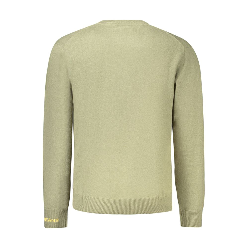 Green Cotton Men Sweater
