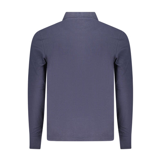 Blue Cotton Men Polo Shirt