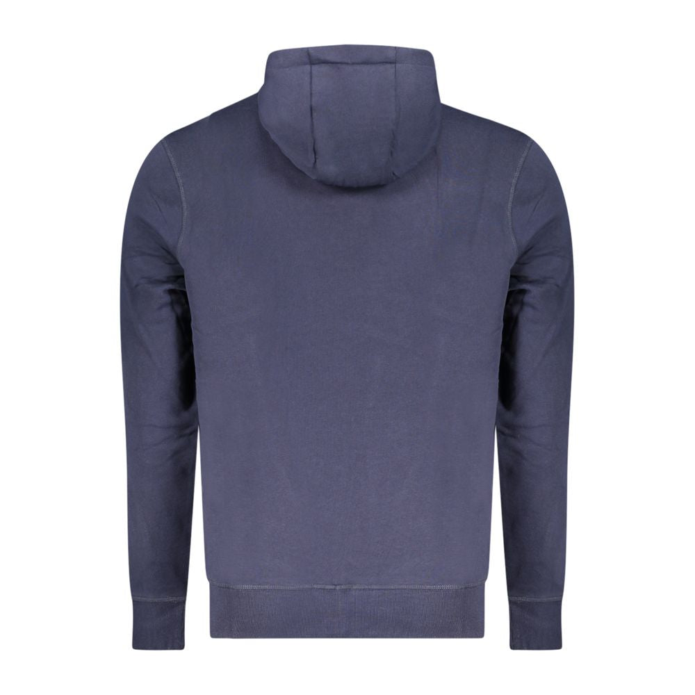 Blue Cotton Men's Hooded Sweatshirt