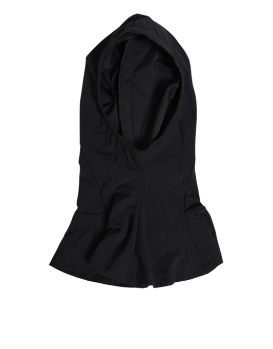 Black Nylon Elastane Balaclava Hood Face Cover Hat