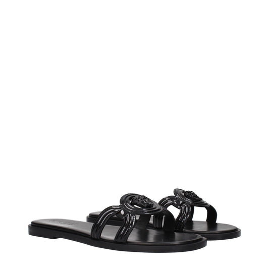 Black Leather Slippers