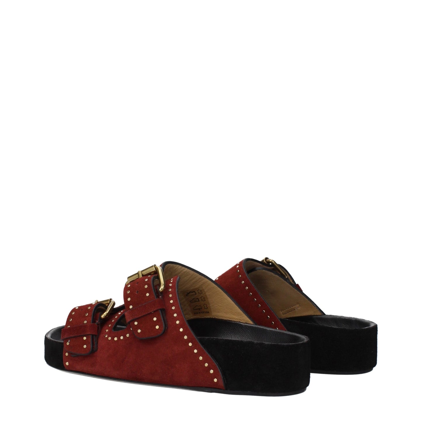 Red Leather Slippers Sandals