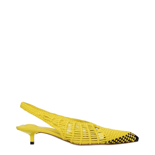 Yellow Leather Flat Sandals