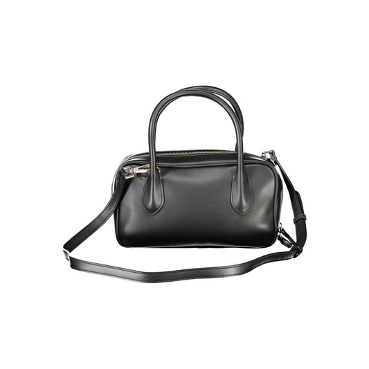 Black Polyurethane Women Handbag