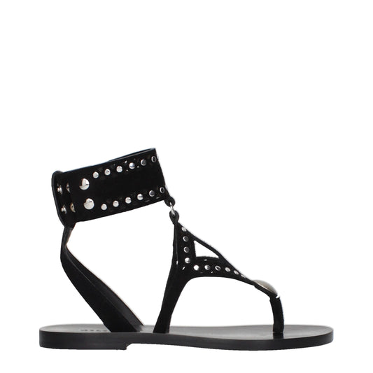 Black Leather Flip-Flop Sandals
