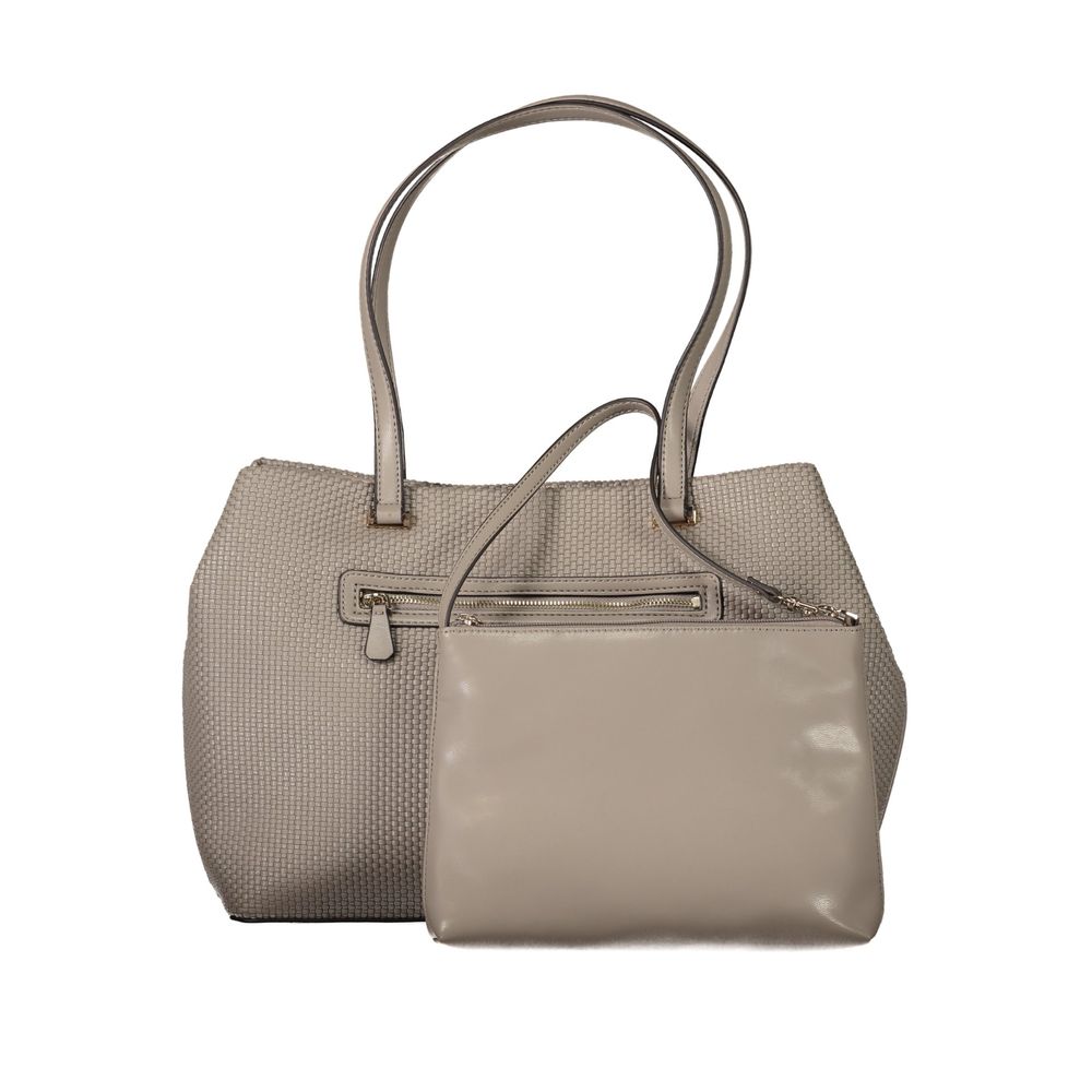 Beige Polyurethane Women Handbag
