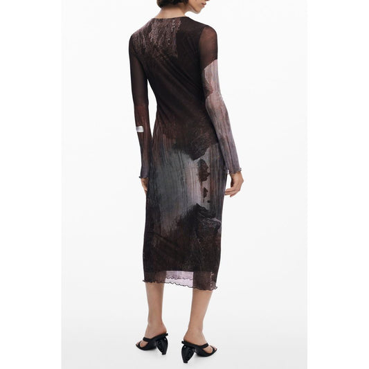 Marrone Polyester Women Dress
