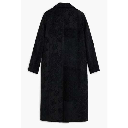 Black Polyester Women Coat
