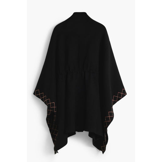Black Polyester Women Poncho