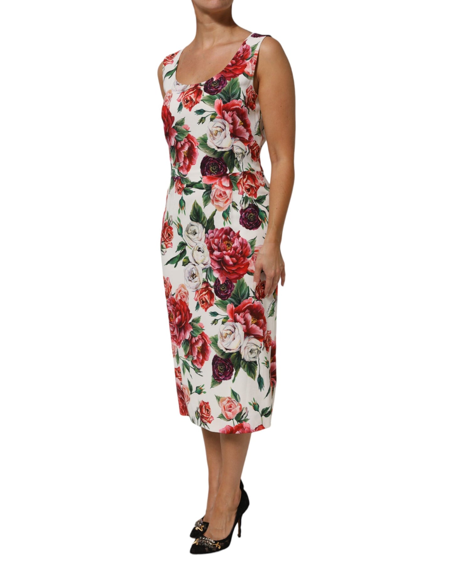 Multicolor Floral Print Viscose Sheath Dress