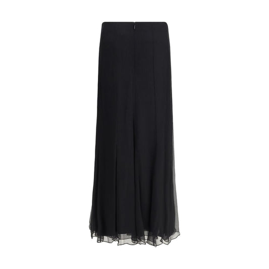 Black Silk Long Skirt