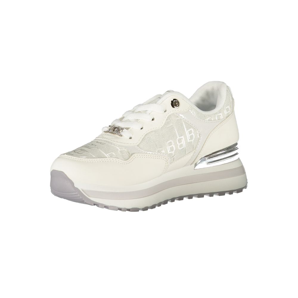 White Polyester Women Sneaker