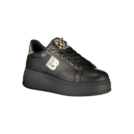 Black Polyurethane Women Sneaker