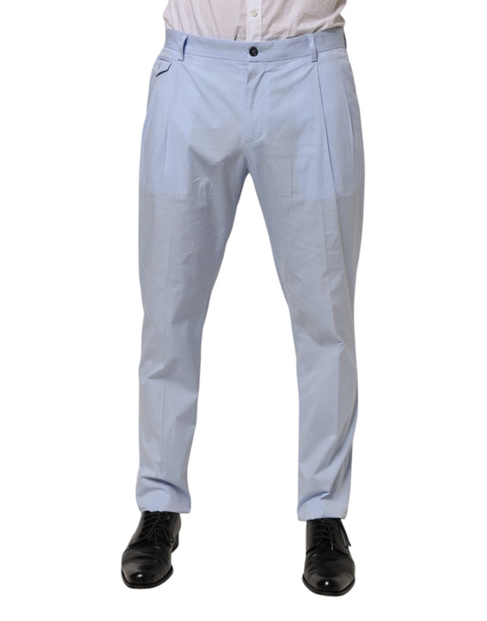 Light Blue Cotton Stretch Tapered Men Trouser Pants