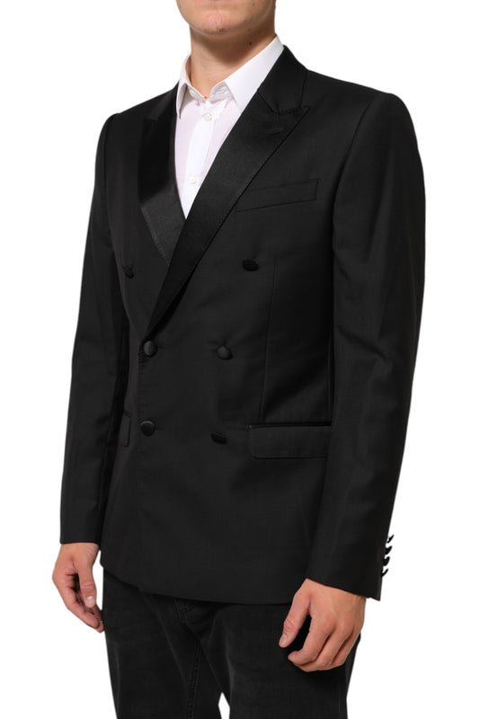 Black MARTINI Double-Breasted Suit Blazer