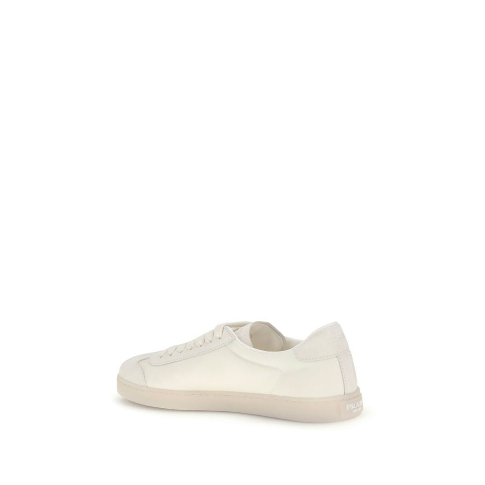 Cream Leather Low Top Sneakers