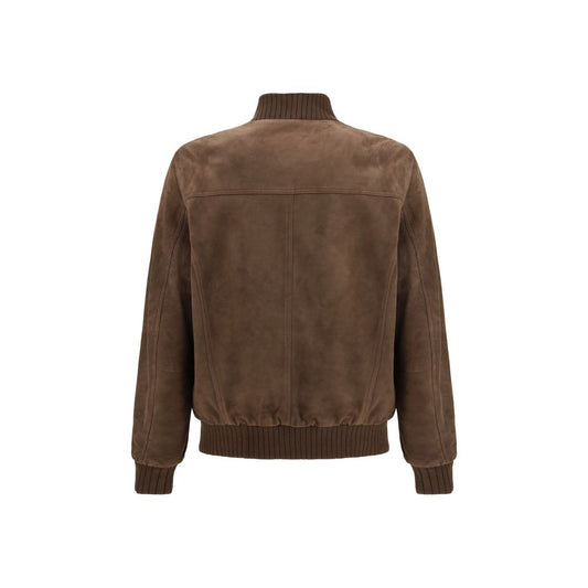 Brown Leather Bomber