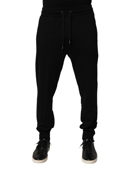 Black DG Logo Cotton Jogger Sweatpants Pants