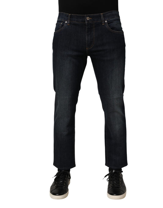Dark Blue Cotton Skinny Men Denim Jeans