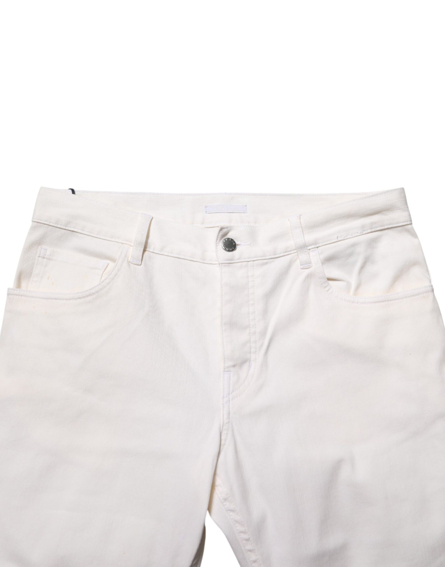 White Mid Waist Skinny Fit Denim Casual Trouser Jeans