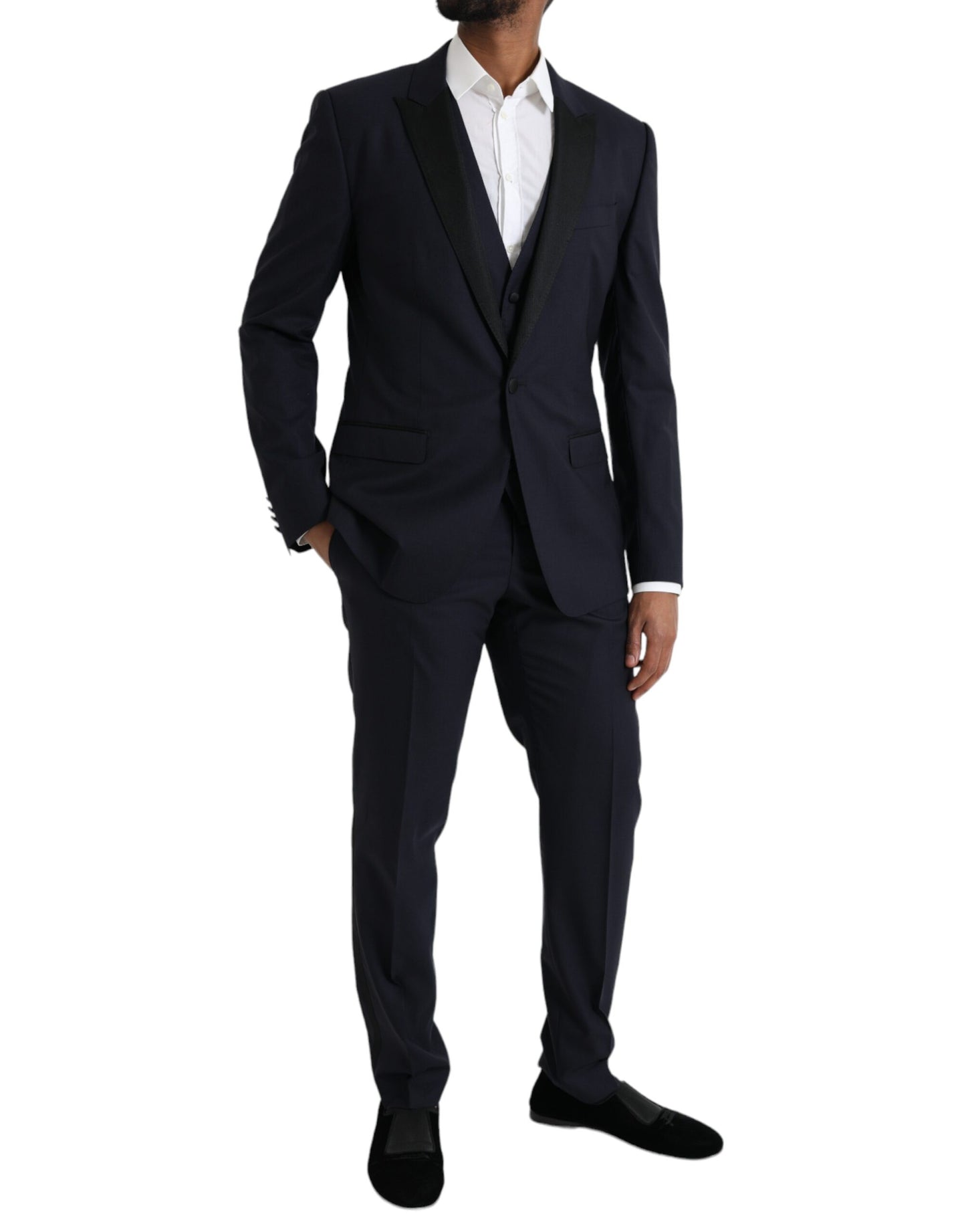 Blue Wool MARTINI 1 Button Men 3 Piece Suit