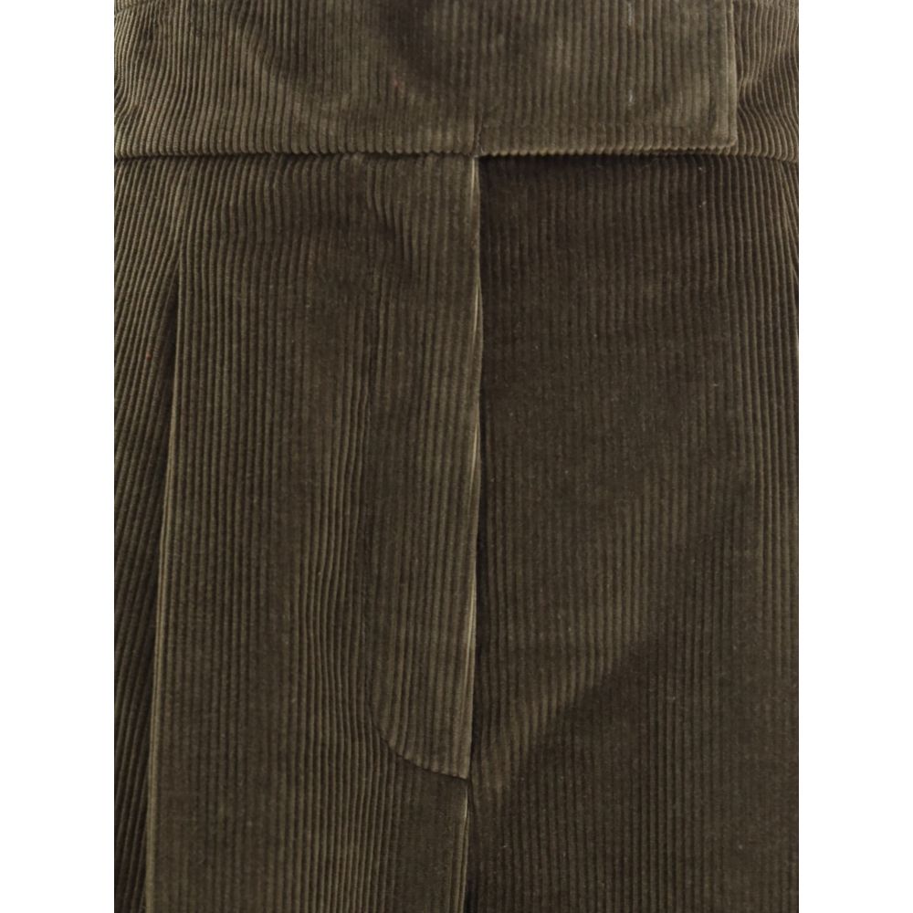 Green Cotton Casual Pants