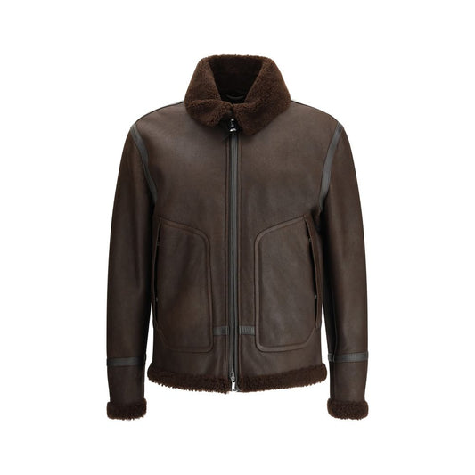Brown Leather Biker Jacket