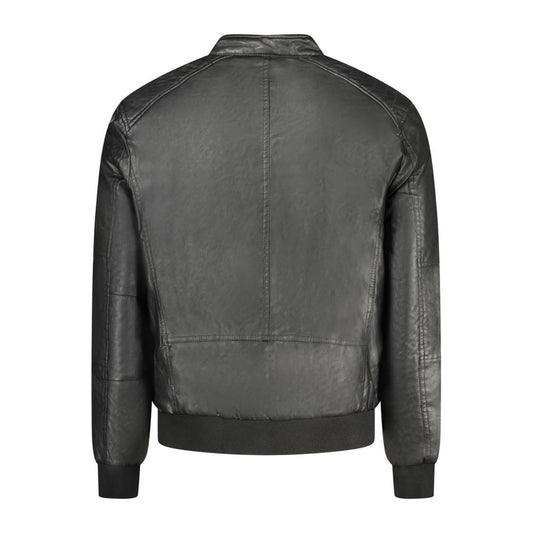 Black Polyester Men Jacket