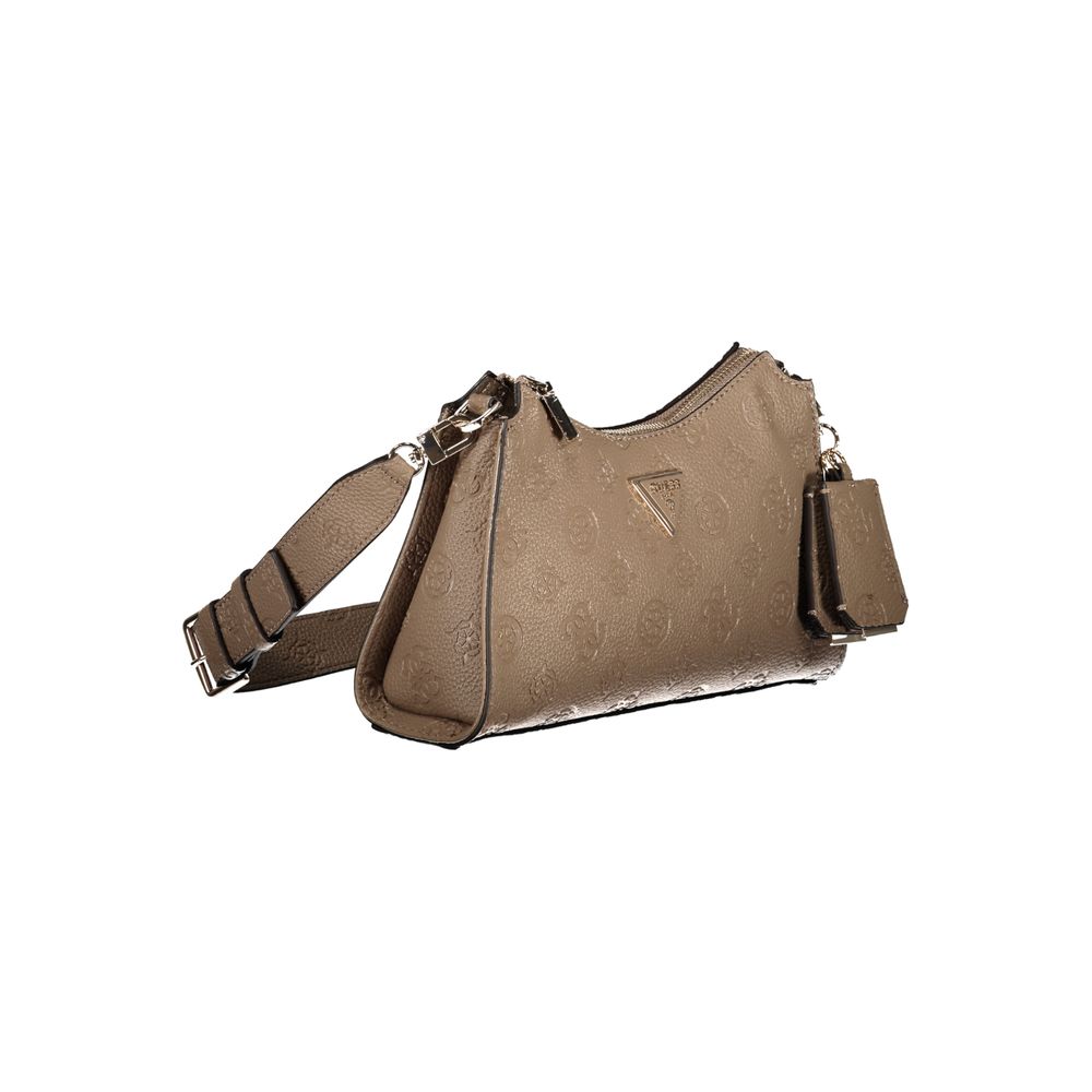 Beige Polyurethane Women's Crossbody Bag