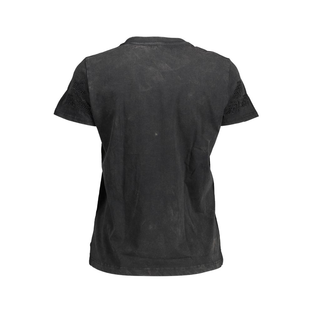 Black Cotton Women T-Shirt