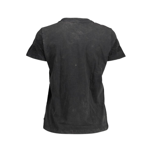 Black Cotton Women T-Shirt