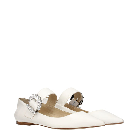 White Leather Ballet Flats