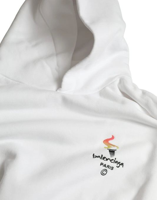 White Cotton Hooded Pullover OVERSIZE Sweater