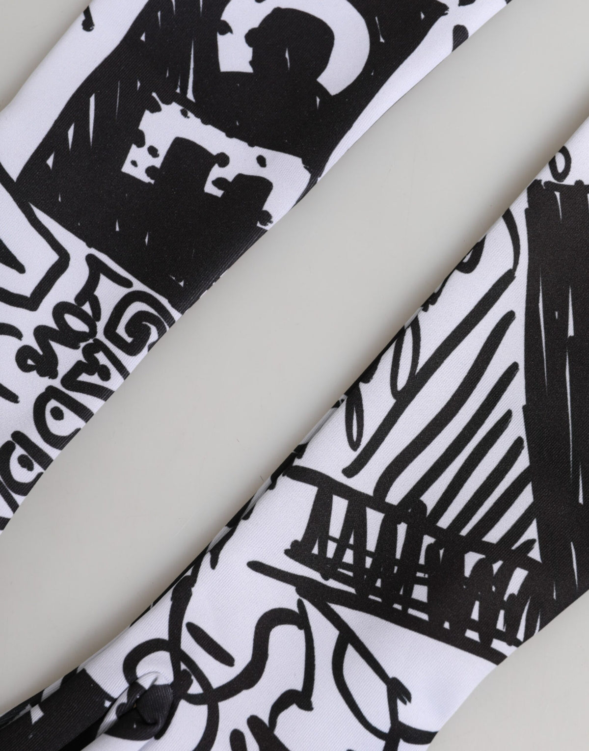 Gloves Black White DG Logo Elbow Length Mitten