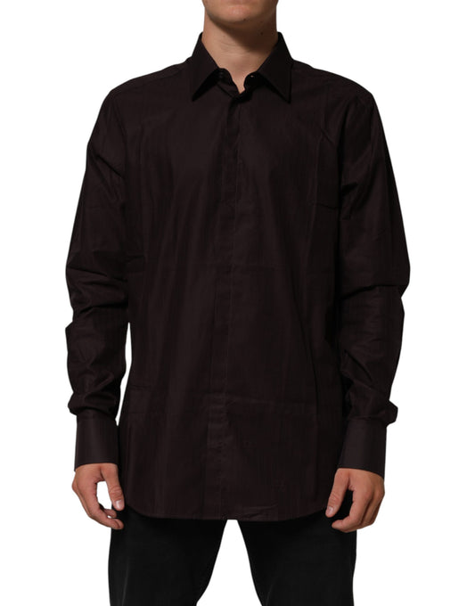 Brown Cotton LongSleeve MARTINI Dress Shirt
