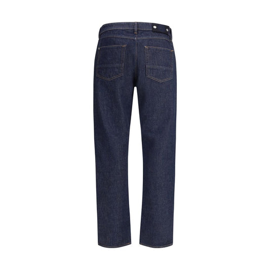 Blue Cotton Cropped Jeans