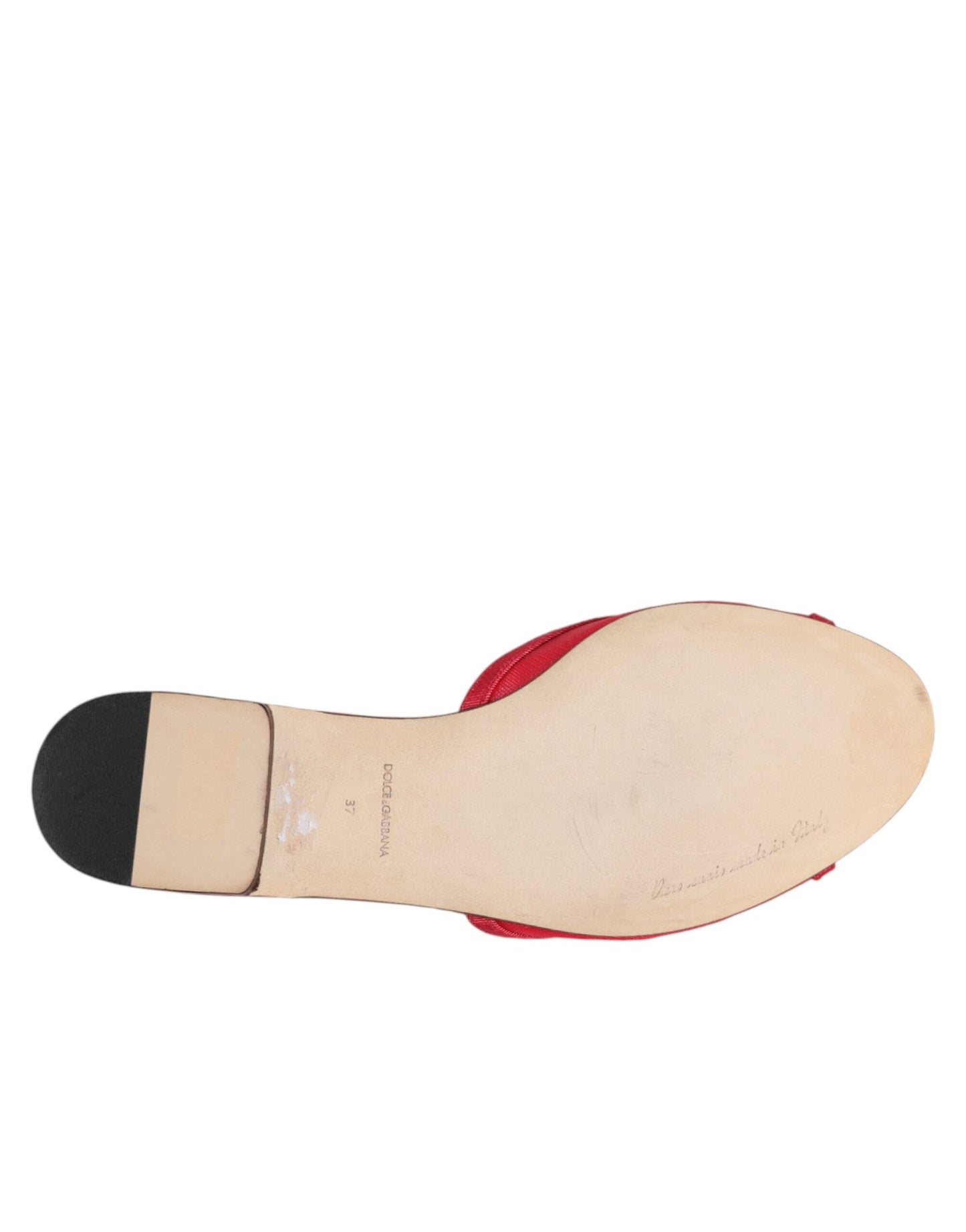 Red Embellished Flats Slip On Sandals Shoes