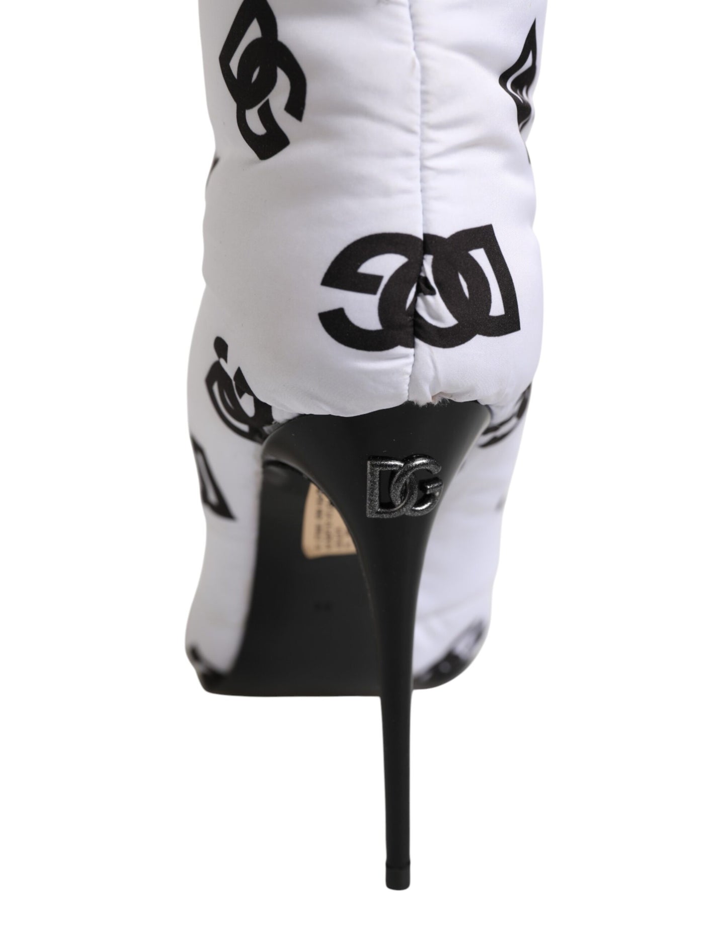 White DG Logo Heels Short Boots Shoes