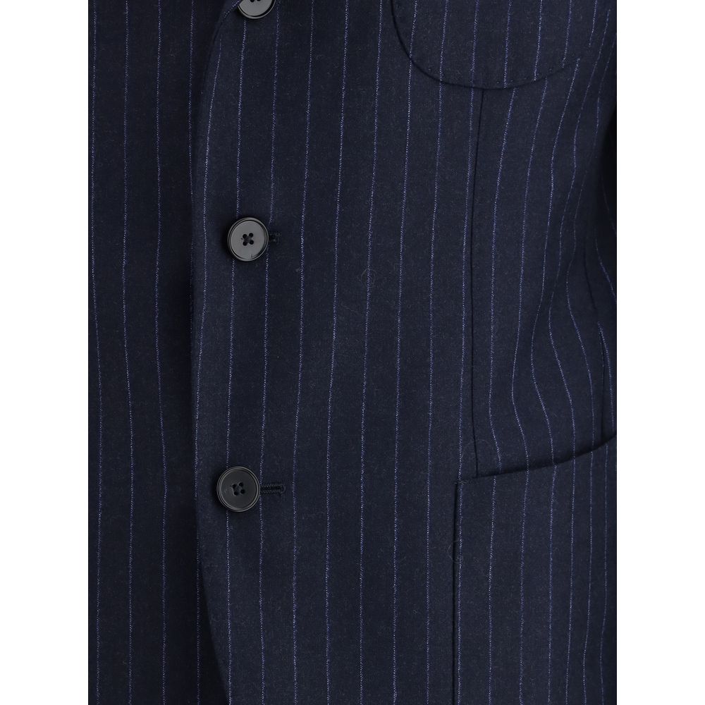 Blue Fleece Wool Two-Piece Suit