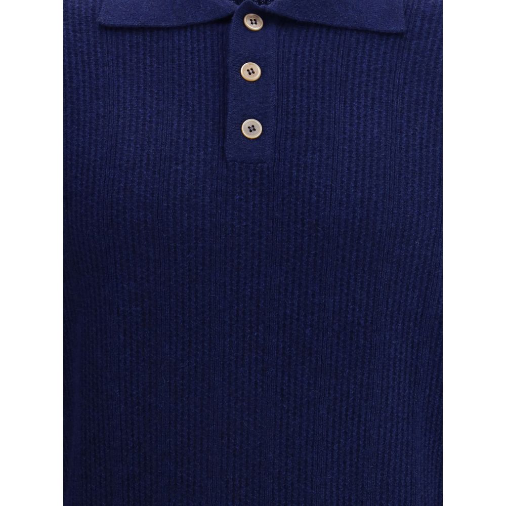 Blue Cashmere Polo Shirt