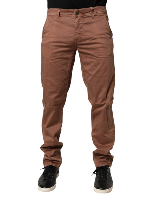 Brown Mid Waist Skinny Fit Denim Men Trouser Jeans