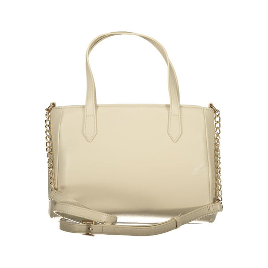 Beige Polyurethane Women Handbag