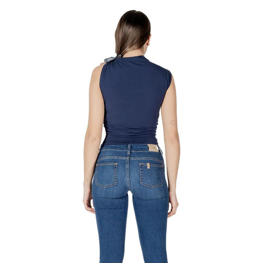 Blue Cotton Sleeveles T-Shirt