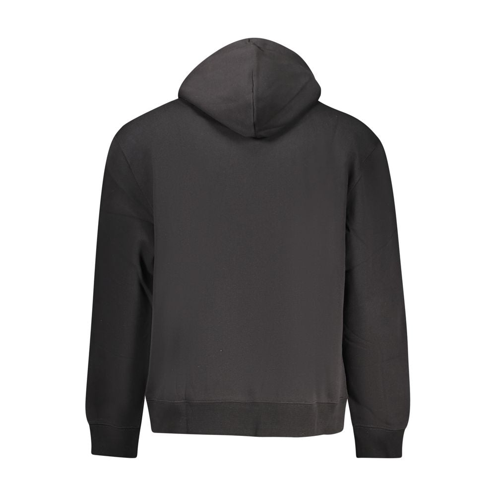 Black Cotton Men's Hooded Sweatshirt