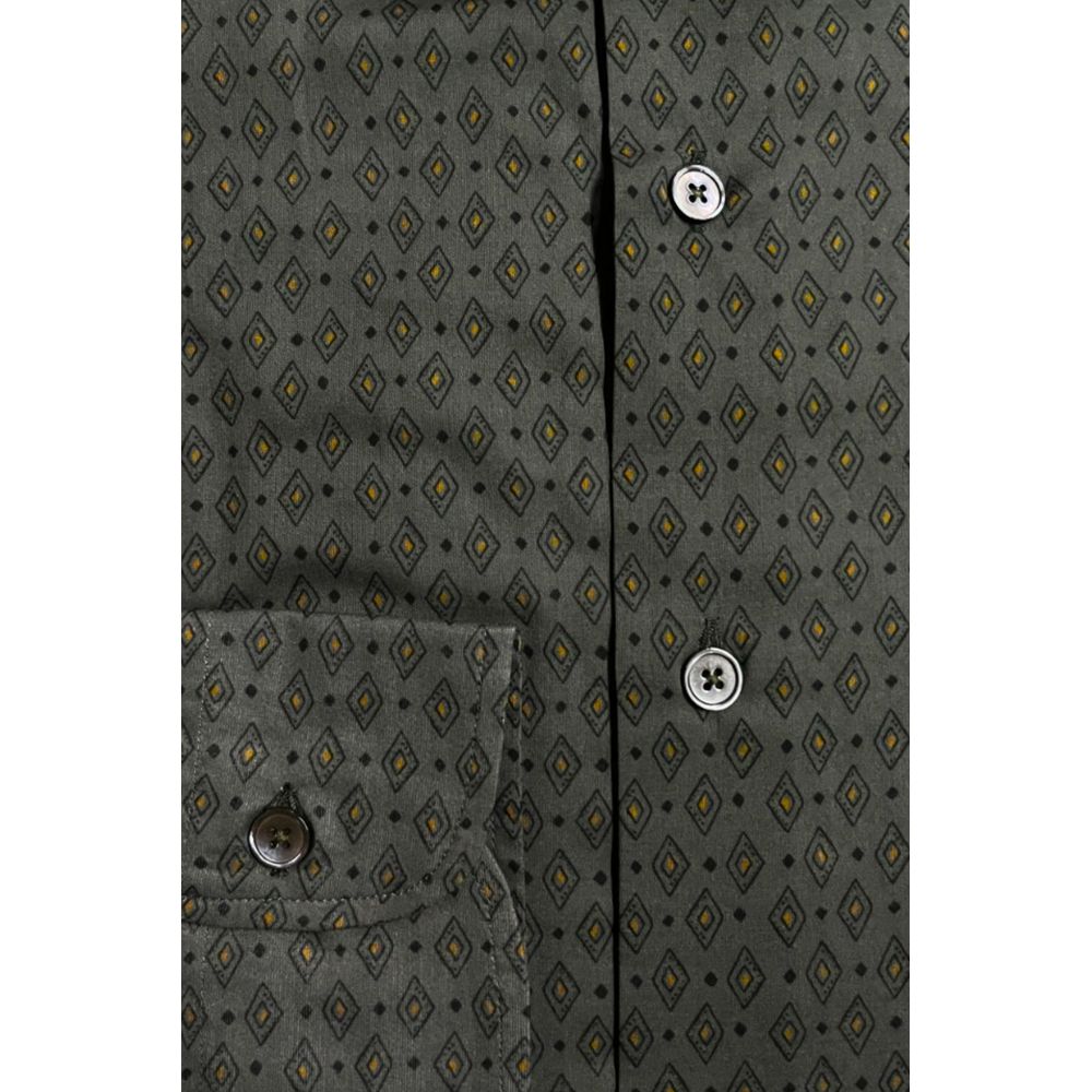 Green Cotton Men's Slim Shirt