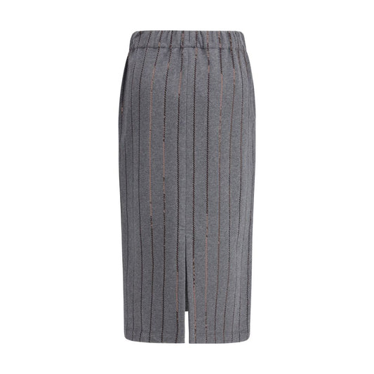 Gray Polyester Midi Skirt