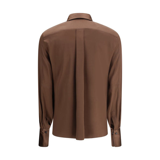 Brown Silk Dress Shirt