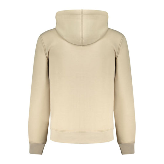 Beige Polyester Men Sweater with Hood